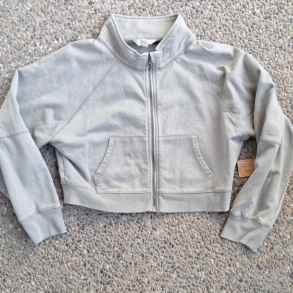 NWT Bixby Nomad Funnel Neck Cropped Sweatshirt Jacket Girls Size Large Gray
